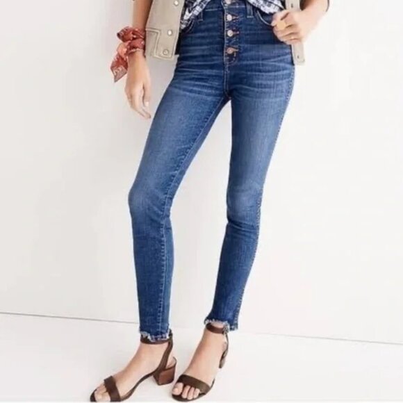 NEW Madewell 10" High Rise Skinny Jeans Button Fly Raw Hem size 26 - Picture 1 of 9